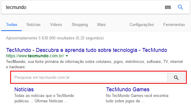 Sitelink Searchbox - dados estruturados Search Action