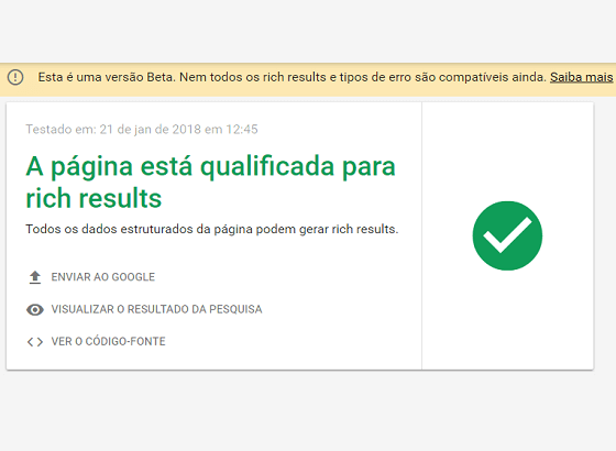 Teste de Rich Results do Google