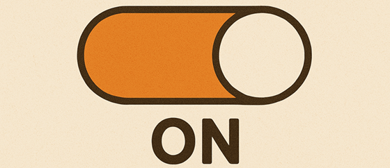 Ilustração chave liga/desliga escrito ON (toogle)